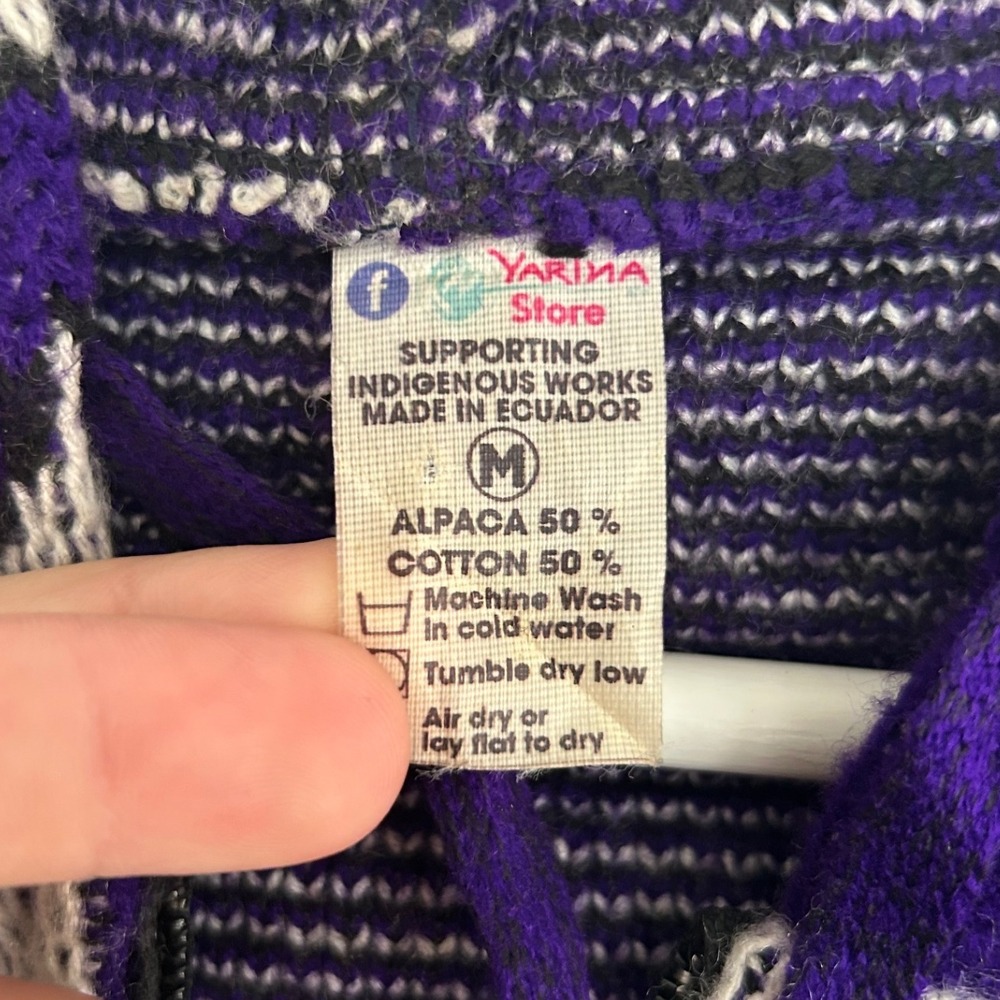 Purple Jack Skellington Disney Yarina Indigenous Hoodie Alpaca Medium M VTG - Picture 7 of 10